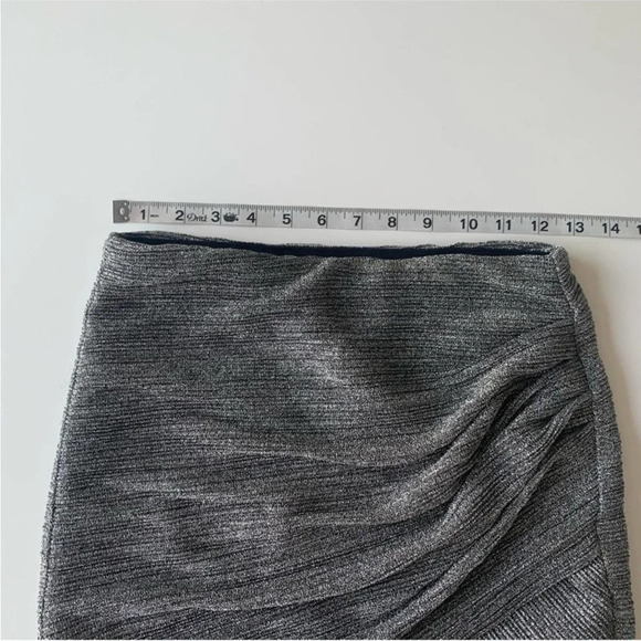 IRO Brendal Skirt Size 34 XS Silver Lame Mini Wrap Effect Sparkle Metallic - Picture 6 of 9